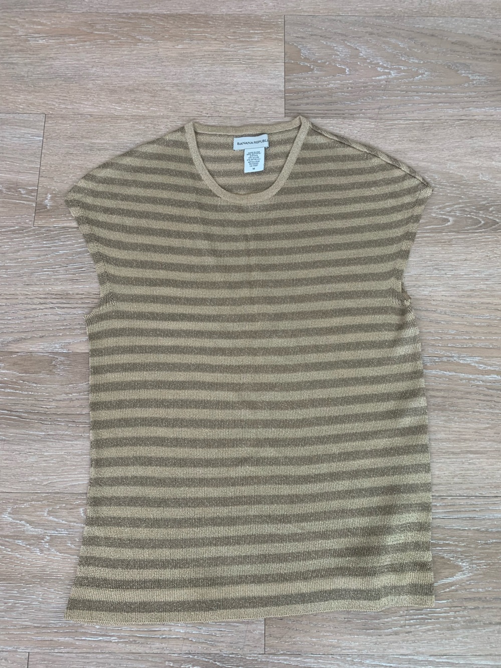 Banana Republic Gold & Tan Striped Knit Shell Tank Top Size M